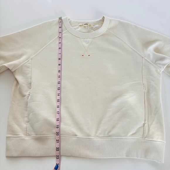 Madewell Casual Garment-Dyed Crewneck Sweatshirt Parchment Cream Pockets Medium - Picture 5 of 7
